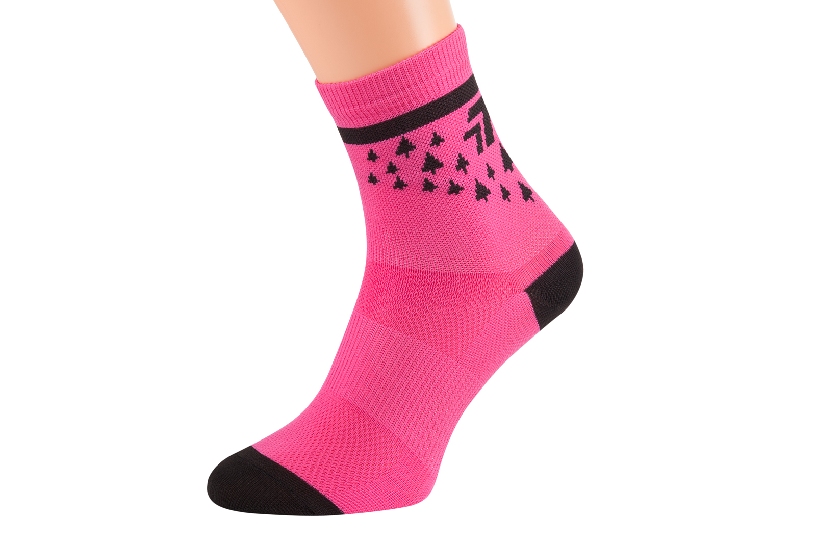 CIENKA ODDYCHAJĄCA SKARPETA ROWEROWA TTree Line różowo-czarna